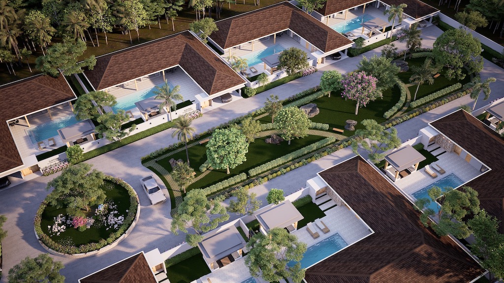 Koh Samui Choeng Mon Villas Aerial Site Render