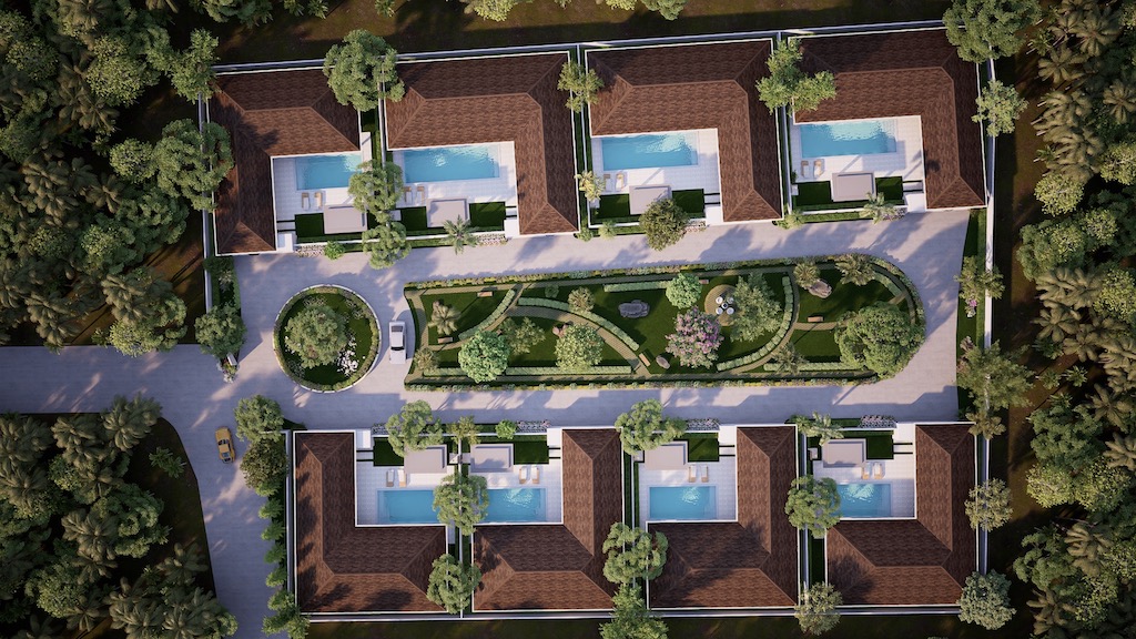 Koh Samui Villas For Sale Choeng Mon Aerial Site Render