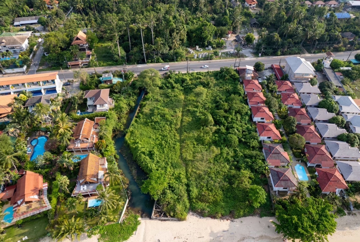 Koh Samui beachfront Land For Sale In Bang Por Aerial