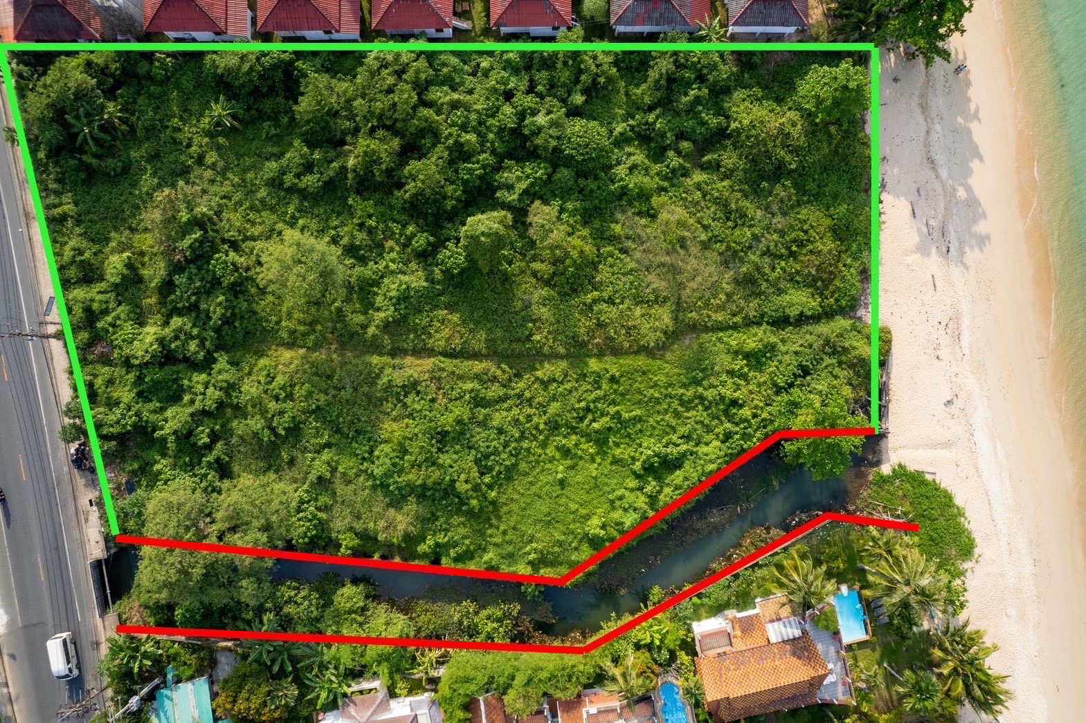 Koh Samui Beachfront Land For Sale in Bang Por Outline