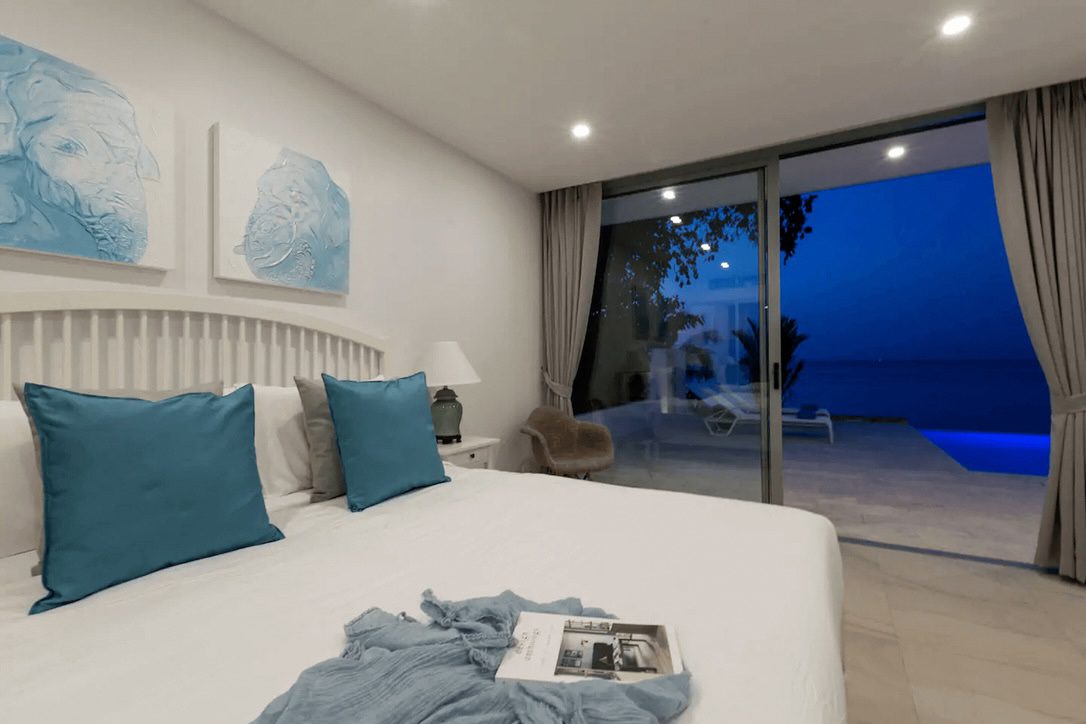 Koh Samui Beachfront Villa For Sale In Bophut Bedroom Night