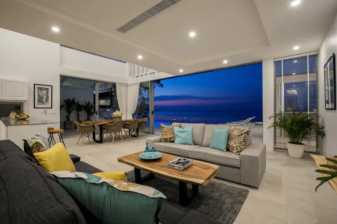 Koh Samui Beachfront Villa For Sale In Bophut Living Area
