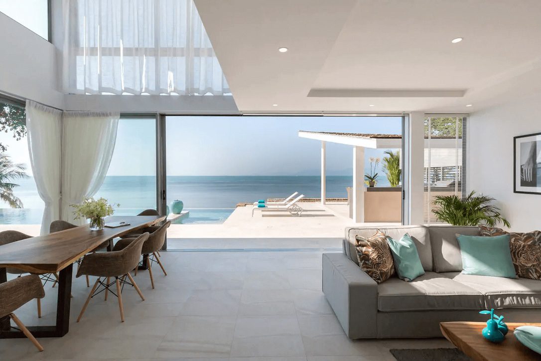 Koh Samui Beachfront Villa For Sale In Bophut Living Area