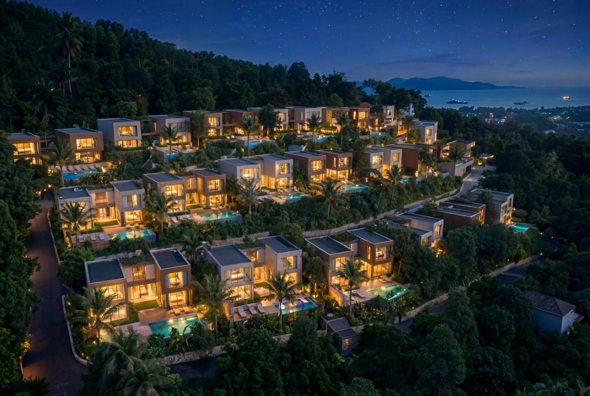 Sea View Villas At The Pinnacle Samui Night Render