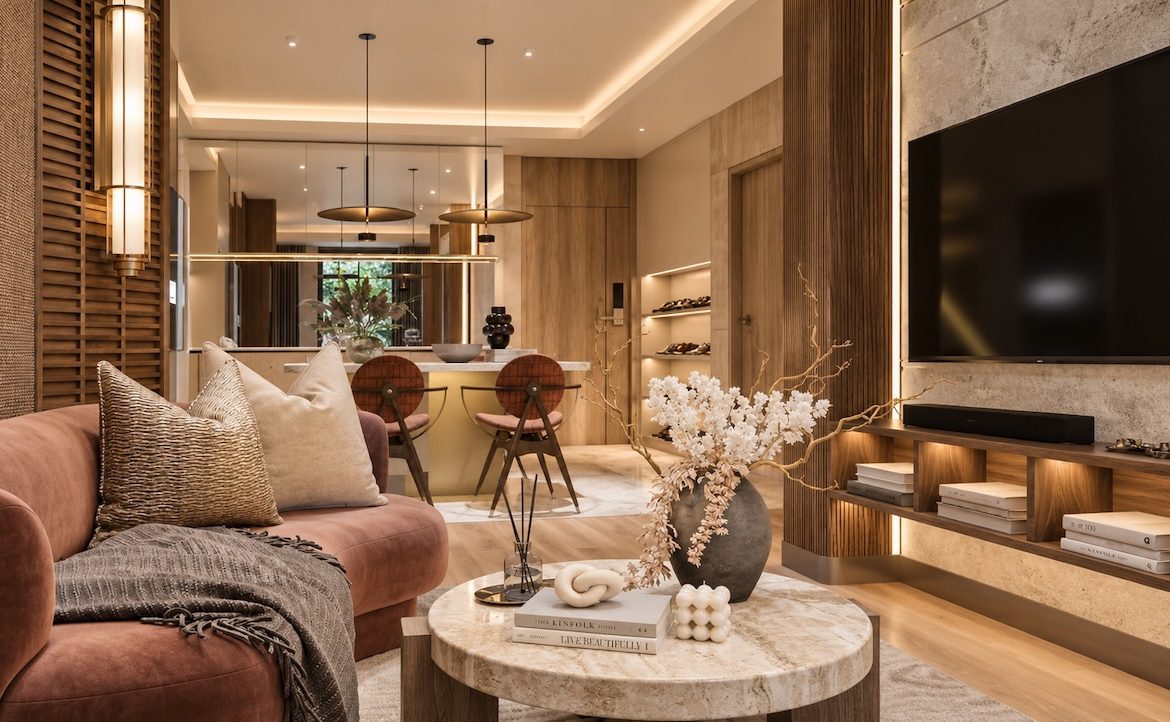 The Astra Samui Two Bedroom Apartments Living Area