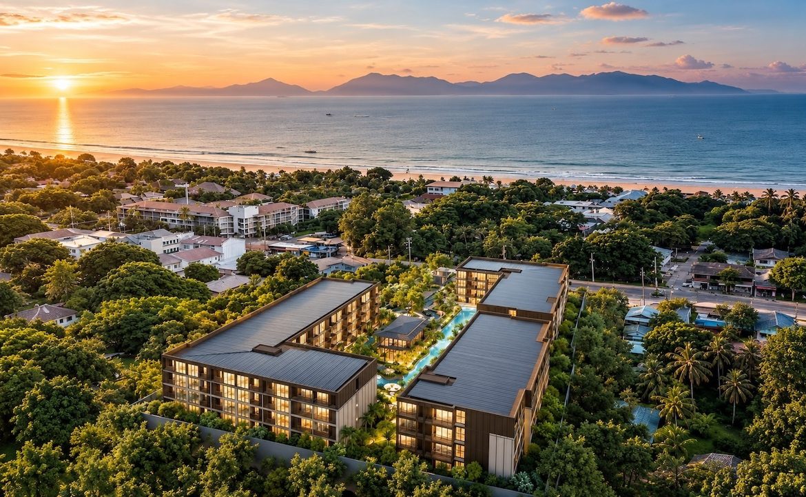 The Astra Samui Two Bedroom Apartments Aerial Render